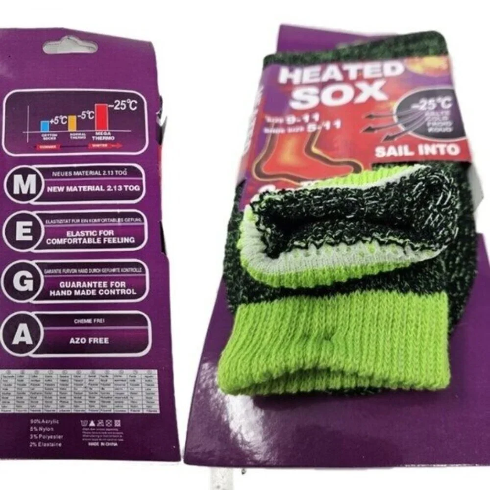 Women Thermal Socks Winter Heated Heavy Duty Crew Warm Socks Size 9-11 6 Pairs
